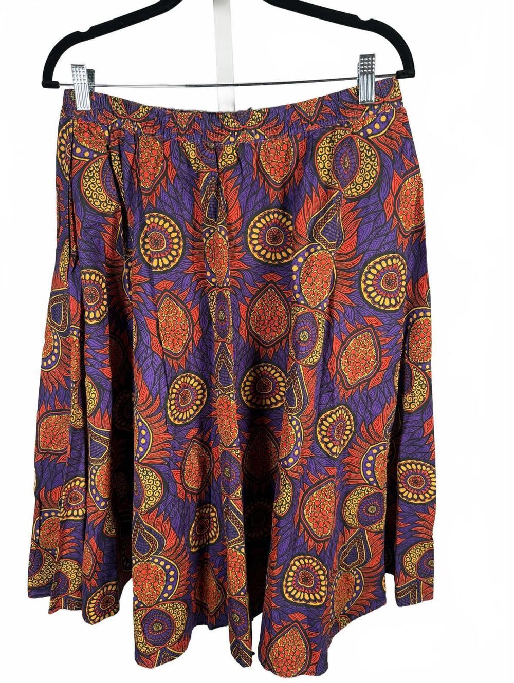 NWT PIOMBO Women's Pure Cotton Printed A-Line Midi Skirt Multicolor Size XL - Picture 4 of 7